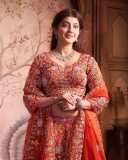 Beautiful Pranitha Subhash in an Orange Organza Lehenga with an Embroidered Blouse Photos 01