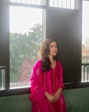 Beautiful Raashi Khanna in a Pink Silk Kamal aur Gulaab Kurta Set with Floral Motifs and Pita Embroidery Photoshoot Pictures 04