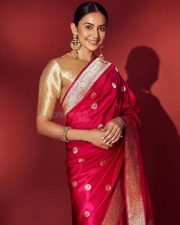 Beautiful Rakul Preet Singh in a Red Silk Saree Photos 01