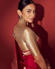 Beautiful Rakul Preet Singh in a Red Silk Saree Photos 02 Beautiful Rakul Preet Singh in a Red Silk Saree Photos 02