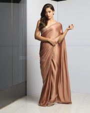 Beautiful Rashmika Mandanna in a Nude Peach Saree with an Embroidered Blouse Pictures 06