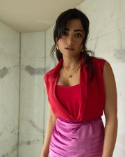 Beautiful Rashmika Mandanna in a Red Crop Top and Pink Pencil Skirt Photos 01