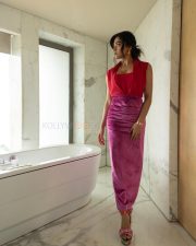 Beautiful Rashmika Mandanna in a Red Crop Top and Pink Pencil Skirt Photos 03
