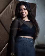 Beautiful Sakshi Agarwal in a Black Sheer Crop Top with a Matching Mini Skirt Pictures 01
