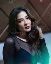 Beautiful Sakshi Agarwal in a Black Sheer Crop Top with a Matching Mini Skirt Pictures 04