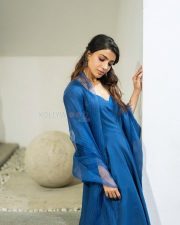 Beautiful Samantha Prabhu in a Blue Anarkali Set Photos 01