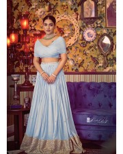 Beautiful Saniya Iyyappan in a Blue Lehenga Dress Photos 04
