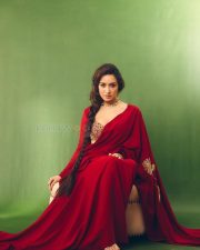 Beautiful Shraddha Kapoor in a Red Silk Saree with Full Sleeve Embroidered Blouse Photos 01
