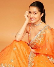Beautiful Shraddha Kapoor in an Orange Saree Photoshoot Stills 01