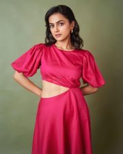 Beautiful Shraddha Srinath in a Pink Cutout Dress Photos 01