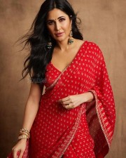 Beautiful and Sexy Katrina Kaif in a Red Saree Photoshoot Pictures 01