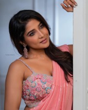 Bigg Boss Fame Sakshi Agarwal in a Light Pink Saree Photoshoot Pictures 03