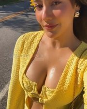 Bold Neha Sharma Deep Breasts Cleavage in a Yellow Outfit Pictures 03