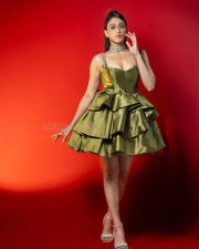 Bold Regina Cassandra in a Green Frock with Silver Jewelry Photos 04