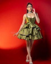 Bold Regina Cassandra in a Green Frock with Silver Jewelry Photos 04