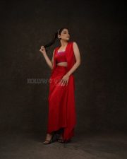 Bold Regina Cassandra in a Red Blazer Set with a Strapless Bustier and Skirt Pictures 05