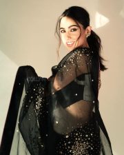 Bold Sara Ali Khan in a Black Embellished Sheer Saree with a Sleeveless Blouse Photos 03