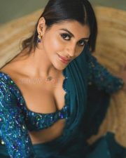 Bold Yashika Aannand in a Green Saree with a Deep Cleavage Neckline Photos 01