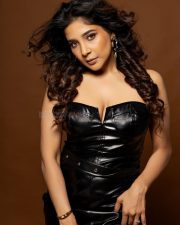 Bold and Stunning Sakshi Agarwal in an Off Shoulder Black Leather Dress Photos 04