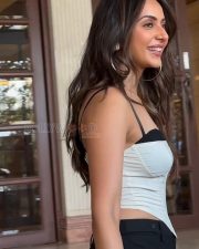 Bollywood Actress Rakul Preet Singh in a Black and White Corset Crop Top with Black Pants Photos 02 Bollywood Actress Rakul Preet Singh in a Black and White Corset Crop Top with Black Pants Photos 02