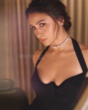 Bollywood Actress in a Black Vintage Herv L ger Halter Neck Gown Photos 03