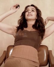 Bollywood Diva Shraddha Kapoor in a Brown Halter Neck Dress Photos 02