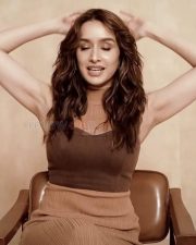 Bollywood Diva Shraddha Kapoor in a Brown Halter Neck Dress Photos 03