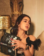 Bollywood Heroine Sara Ali Khan in a Black Floral Gown Pictures 01