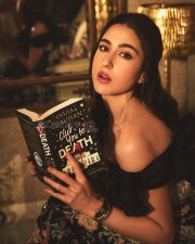 Bollywood Heroine Sara Ali Khan in a Black Floral Gown Pictures 04
