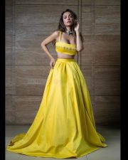 Bollywood MILF Malaika Arora in a Yellow Embellished Straight Neck Crop Top with a Flowing Skirt Pictures 03