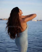 Bollywood actress Jacqueline Fernandez in a Pastel Blue Halter Neck Sequined Bodycon Dress at Cannes 2025 Photos 06