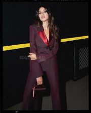 Boss Beauty Janhvi Kapoor in a Burgundy Pant Suit Photos 01