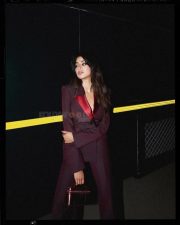 Boss Beauty Janhvi Kapoor in a Burgundy Pant Suit Photos 05 Boss Beauty Janhvi Kapoor in a Burgundy Pant Suit Photos 05
