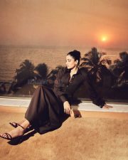 Boss Lady Rashmika Mandanna in a Black Metallic Buttoned Top and Long Flowing Skirt Photos 02