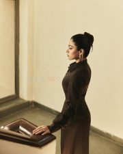 Boss Lady Rashmika Mandanna in a Black Metallic Buttoned Top and Long Flowing Skirt Photos 03