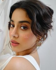 Breathtaking Actress Janhvi Kapoor in a White Backless Cape Gown Photos 03
