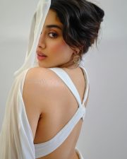 Breathtaking Actress Janhvi Kapoor in a White Backless Cape Gown Photos 09