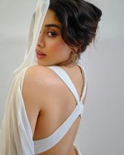 Breathtaking Actress Janhvi Kapoor in a White Backless Cape Gown Photos 09