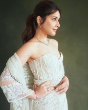Breathtaking Actress Raashi Khanna in a White Embroidered Strapless Corset Saree Photos 04