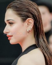 Breathtaking Actress Tamannaah Bhatia in a Black Deep V Neck Halter Gown Photos 09