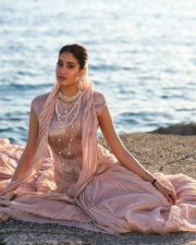 Breathtaking Janhvi Kapoor in a Metallic Tissue Skirt with an Embroidered Corset at Cannes Film Festival Pictures 01