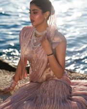 Breathtaking Janhvi Kapoor in a Metallic Tissue Skirt with an Embroidered Corset at Cannes Film Festival Pictures 02