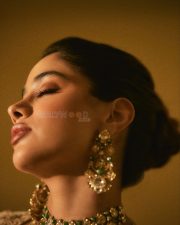 Breathtaking Janhvi Kapoor in an Ivory Anamika Khanna Lehenga with Emerald Jewelry Pictures 01