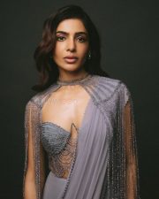 Breathtaking Samantha in a Lavender Pre Draped Saree with a Bustier Style Blouse Pictures 02