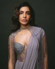 Breathtaking Samantha in a Lavender Pre Draped Saree with a Bustier Style Blouse Pictures 02