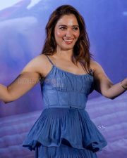 Bubbly Actress Tamanna Bhatia in a Blue Ruffled Spaghetti Strap Peplum Dress Photos 04 Bubbly Actress Tamanna Bhatia in a Blue Ruffled Spaghetti Strap Peplum Dress Photos 04