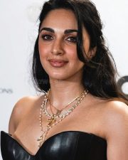 Captivating Actress Kiara Advani in a Black Leather Strapless Corset Dress Photos 04