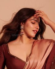Captivating Actress Malavika Menon in a Maroon Crop Top and White Skirt Photos 02