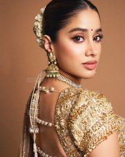 Captivating Janhvi Kapoor in a Golden Half Saree with a Classic Dori Blouse Pictures 02