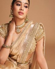 Captivating Janhvi Kapoor in a Golden Half Saree with a Classic Dori Blouse Pictures 03